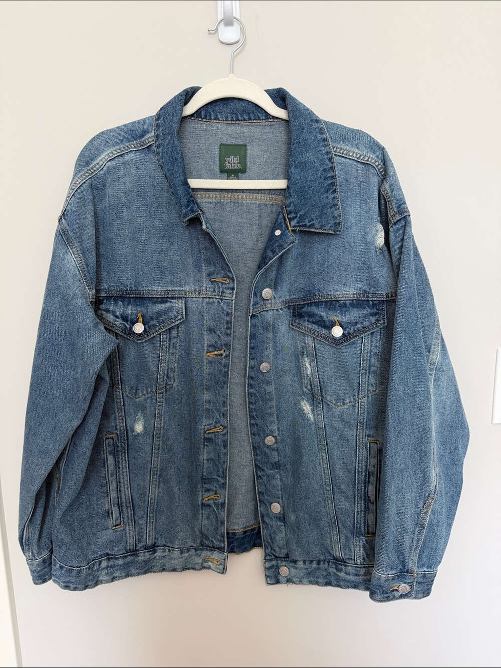 Wild Fable Classic Blue Denim Jacket - Distressed Trucker Style- XL